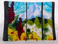 Fused Glass Platter - Hawaii Aloha 2 small