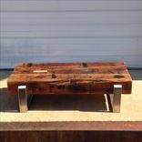 Living Room Table Set,  Stainless Steel And 8x8 Beam Coffee Table And End Table 1 small