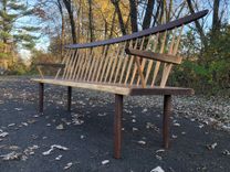 Conoid Bench - George Nakashima Style Mid Century Modern Bench With Live Edge Seat 1 small