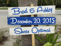 Navy Blue Beach Wedding Sign, Rustic Shoes Optional Directional Sign 1 small