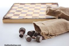 Handcrafted Rustic Log Chess Set With Board 5 small