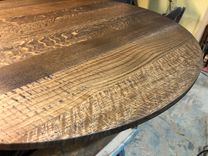 Oak Round Kitchen Table With Tripod Style Metal Base 2 small
