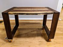 Children's Rolling Live Edge Solid Walnut Table 2 small