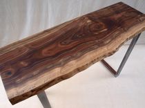 Live  Edge Walnut Console Table With Steel Base. 3 small