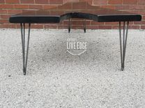 Walnut Coffee Table- Live Edge- Long Coffee Table- Java- Black- Steel- Industrial- Dark Wood 5 small