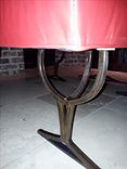 Live Edge Pecan Wine Tasting Table And Authentic Leather Covered Benches 3 small