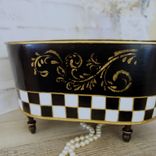 Vintage Check Towel Caddy Holder Black And White Check Towel Basket 4 small