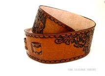 Hibiscus Flower Custom Leather Guitar Strap 5 small