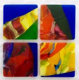 Fused Glass Coasters - Ulu Pua 5 small