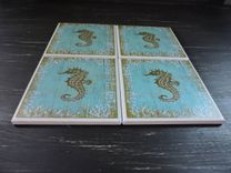 Seahorse Beach Theme Ceramic Coasters 4 small
