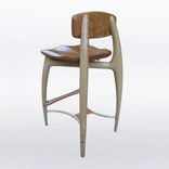 Modern Wood Bar Stool, Counter Stool, Hand Carved Seat And Legs In Cherry And Curly Maple "Sea Ray 1 small