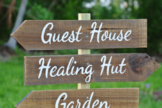 Guest House Destination Signs, Wooden Hotel Decor, Garden Sign Post 2 small
