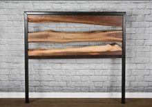Live Edge Headboard. Rustic Walnut Headboard. Raw Steel. Solid Wood. 1 small
