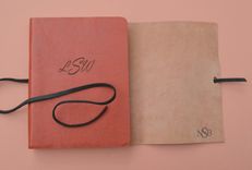 Personalized Handmade Red Leather Engraved Bound Journal Watercolor Pocket Art Mini Notebook Diary 6 small