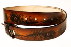 Peacock Feather Leather Belt 1 small