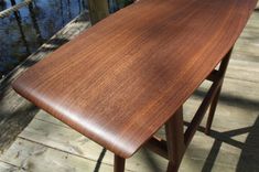 Mid Century Surboard Console Table In Quarter-Sawn Walnut 4 small