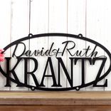 Personalized Hanging Oval Couple's First and Last Name Metal Plaque 3 small
