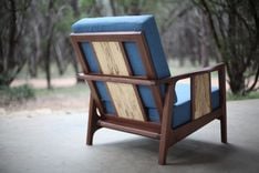 Wood And Upholstery Midcentury Modern Lounge Chair 2 small