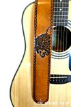 Hand Tooled Lion Adjustable Leather Guitar Strap 3 small
