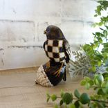 Vintage Checked Songbird Figurine Hand Painted Black And White Checks Decor 4 small