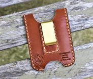 Handmade Leather Minimalist Wallet Minus Wickett And Craig Buck Brown Harness Money Clip 5 small