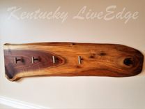 Live Edge Coat Rack- Natural Wood- Walnut Slab- Key Holder- Large Wooden Coat Rack- Hat Rack 2 small