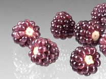 One Realistic Glass Boysenberry Sculpture, Hand Blown and Life-Sized 3 small