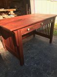Figured Sapele Top Mission Style Writing Desk 4 small