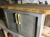 Live Edge Maple Slab With Distressed Chalk Paint Cabinet Handmade Maple Pulls 2 small