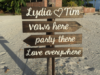 Rustic Wood Vows Here Party There Love Everywhere Beach Wedding Sign 1 small
