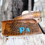Personalized Bald Eagle Leather Guitar Strap 6 small