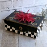 Whimsical Checks Decorative Box Hand Painted Checked Decor 5 small