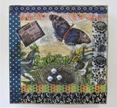 3 Mixed Media Butterfly Paintings, Original Birds Triptych, 5" X 5" Each 3 small