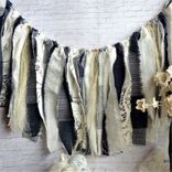 Farmhouse Rag Garland Navy Blue Plaid Window Valance Mirror Swag 6 small