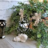 Hand Painted Chippy White Cherub Ornaments Set/2 Clip On Towel Curtain Decor 2 small