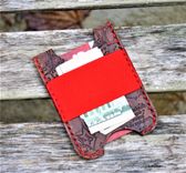 Handmade Leather Minimalist Wallet Minus Brown Red Zombie Skulls 4 small