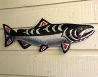 Chinook Salmon Sculpture - Aluminum Metal Fish Tribal Wall Art 1 small