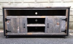 Rustic Industrial Barn Board / Reclaimed Wood Media Stand / Tv / Entertainment Stand 3 small