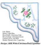 Handmade Embroidered Corner Bookmark: Antique Rose Monogram On Felt 2 small