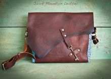 Bison Leather And Turquoise Skeleton Key Bag Or Purse. 1 small