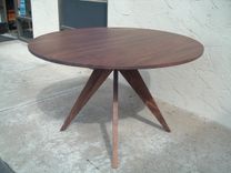 48 Inch Diameter Solid Walnut (60s?) Modern Dining Table 2 small