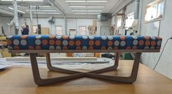 Walnut And Upholstery Ottoman 3 small