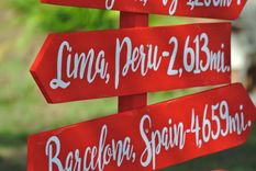 Christmas Family Gift, Rustic Directional Sign, Mileage Destination Sign Post. Couples Gift. 3 small