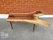 Walnut Live Edge Coffee Table- Mid Century- Tapered Legs- Organic- Modern- Rustic- Reclaimed 4 small