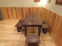 Unique Walnut Dining Set With 6 Individual Benches 3 small