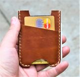 Handmade Leather Minimalist Wallet Minus Wickett And Craig Buck Brown Harness Money Clip 4 small