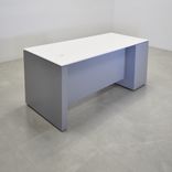 Custom Modern Executive Office Desk With Cabinet, Engineered Stone Top - Denver Straight Desk 1 small