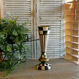 Elegant Checks Vase Hand Painted Black And White Checked Decor Whimsical Vase 2 small