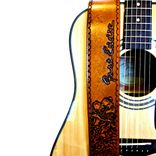 Ship In Stormy Waters Hand Tooled Leather Guitar Strap 2 small