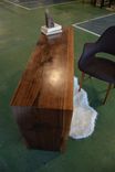 Walnut Waterfall Desk With Custom Ash Wood Ladder Leg 5 small